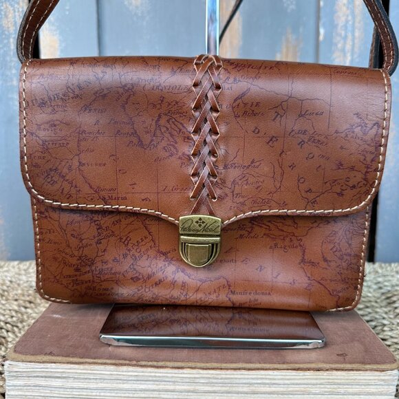 Patricia Nash Bianco Map Leather Wristlet Crossbody Riot Rust NWT - Picture 3 of 16